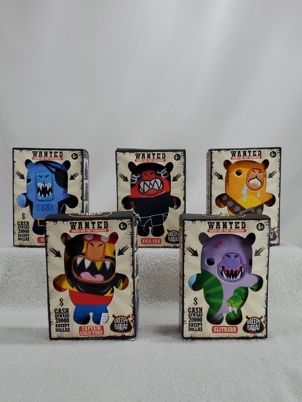 Blazer, High-Yah, Bucko, Captain Gold Toof and Slitherr Kreepy Baraz Plushes